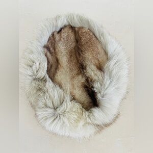 Vintage Custom Made Real Fox Fur Grey Halo Hat Lined Approx 22”